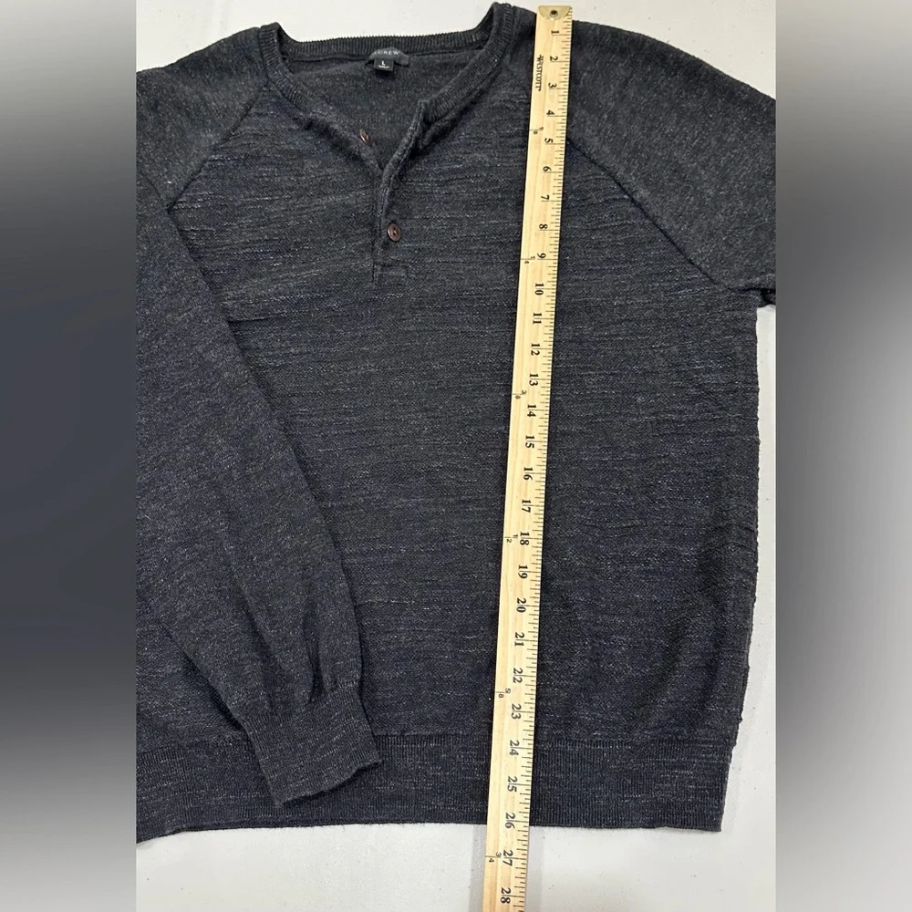 J Crew Sweater Mens LDark Gray Heathered Knit Long Sleeve‎ Pullover Sweatshirt